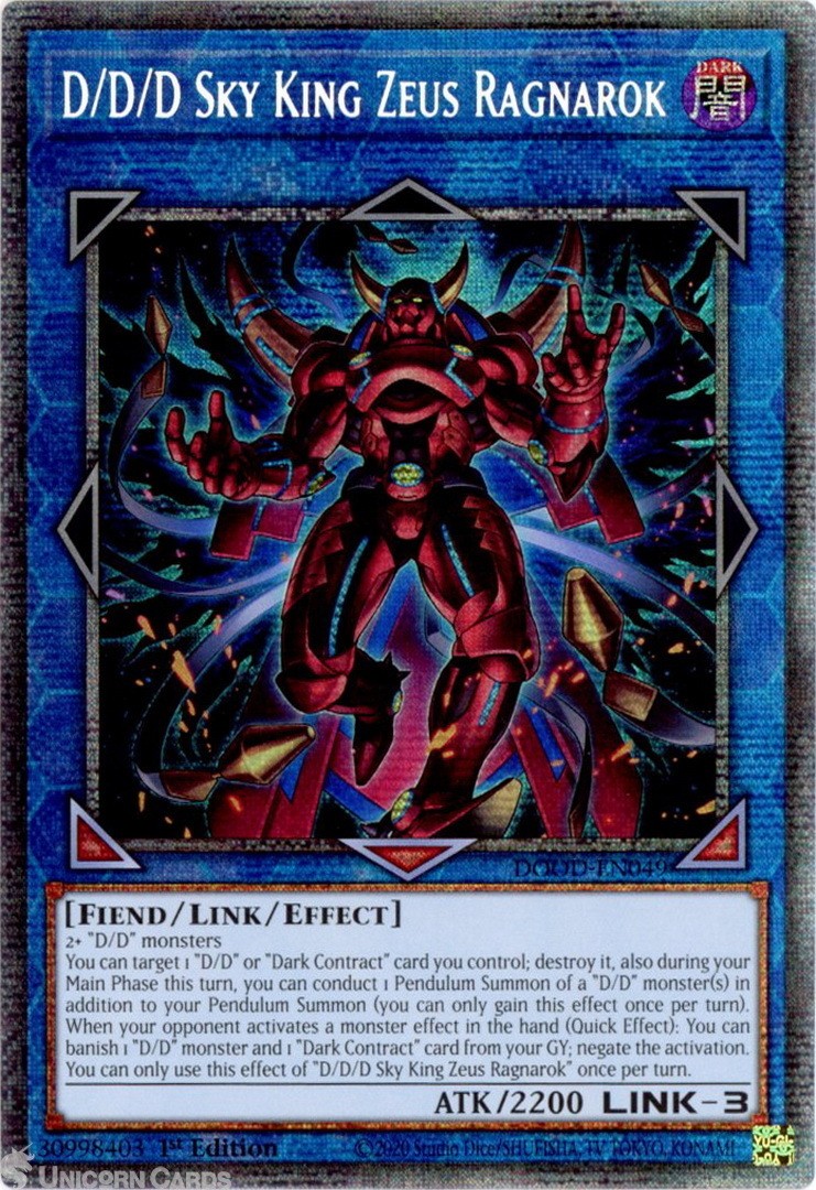 DOOD-EN049 D/D/D Sky King Zeus Ragnarok : Starlight Rare 1st Edition Mint YuGiOh