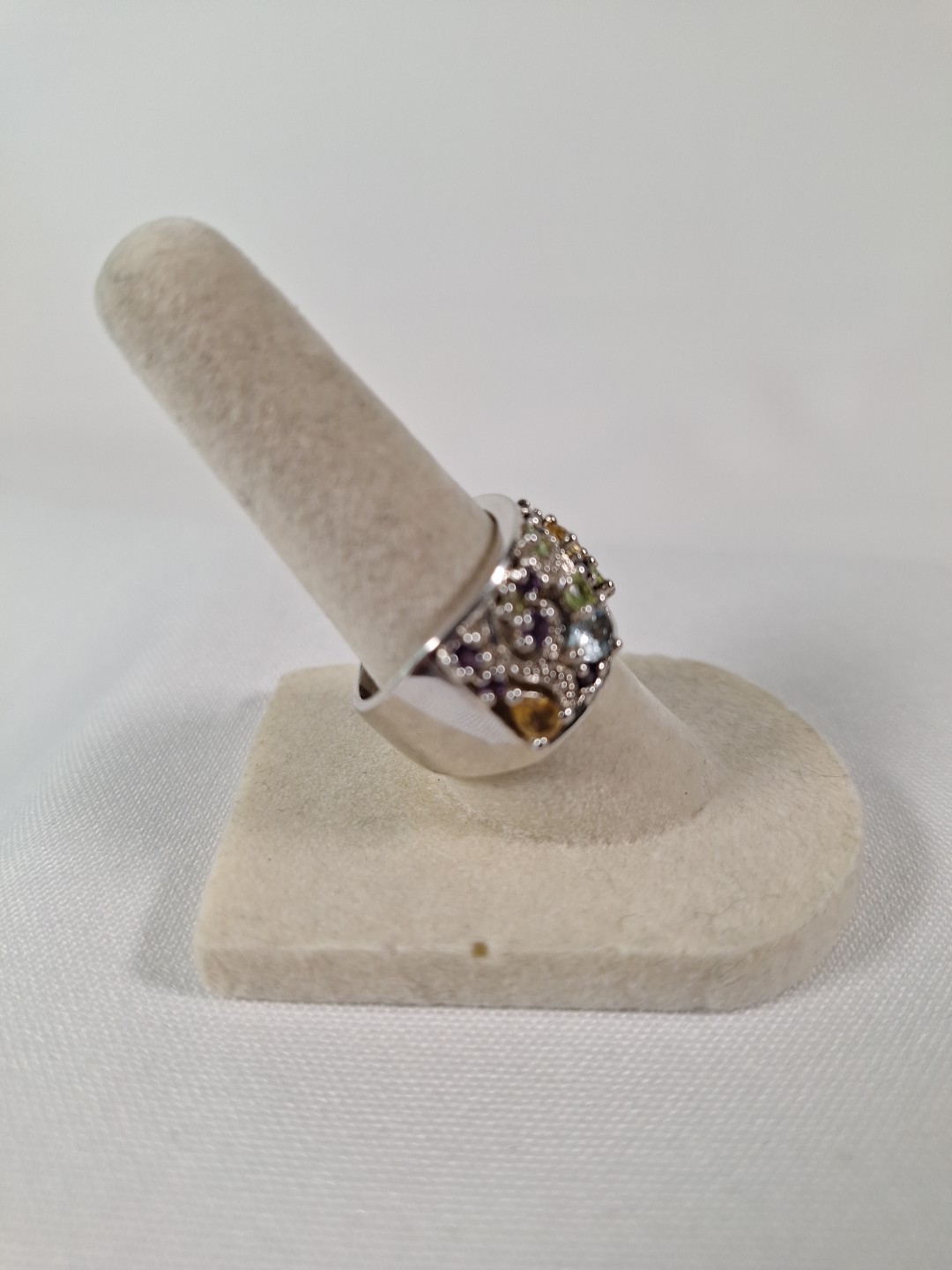 925 Silver Multi Gemstone Ring Size 7 - image 3