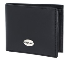 oxmox porte-monnaie Leather Querscheinbörse Pure Metal Round Black