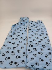 Fleece Paw Print Pet Blankets 38 x 30" Blue Dog Cat Crate Bed Throws Lot of 2