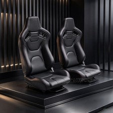1pair Reclinable Bucket Seats Black Racing Seats Sport Pvc Leather W2 Sliders 1pair Reclinable Bucket Seats Black Racing Seats Sport Pvc Leather W2 Sliders