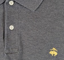 Brooks Brothers Gray Polo Shirt Mens 2XL XXL Dark Solid Long Sleeve Preppy Slim