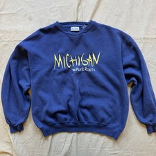 Vintage University of Michigan Wolverines Embroidered Crewneck Sweatshirt Sz LG