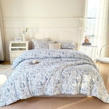 Blue Floral Comforter Set King King 104"x90" 01-a chic Fresh Blue Floral