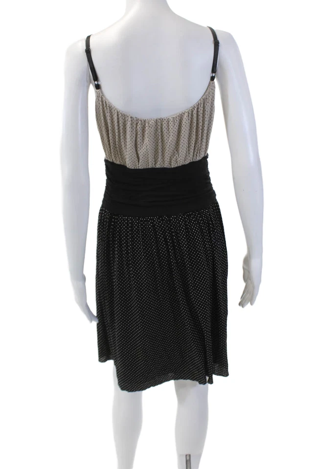 Vestido Bailey 44 para mujer color bloque lunares cuello redondo beige negro talla M Foto 3 de 4
