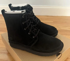 UGG Kids Black Boots Size 3 US Neumel High Lace Up Sheepskin Youth 1134190K NEW