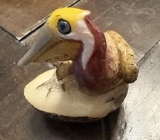 Tagua Nut Pelican Hand Carved Figurine Sculpture Miniature Made In Panama