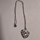 VTG Harriet Carter Filigree Heart Necklace Red Stone Silver Tone 80s USA — photo 5