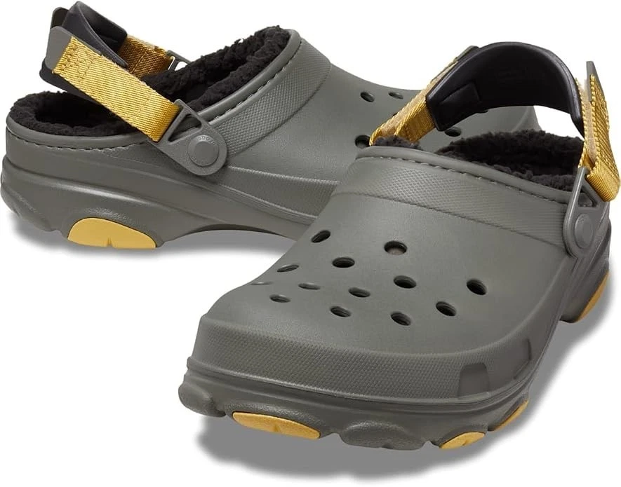 CROCS Men’s Clog Sandals in Olive Green with Black & Yellow Strap LN Sz 12 CROCS All Terrain Sandals Olive Green Adjustable Heel Straps  main image 4