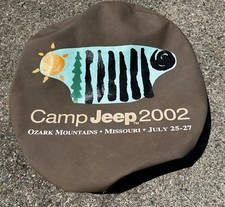 Vintage Camp Jeep 2002 Spare Tire Cover Ozark Mountains Missouri Denim Vinyl