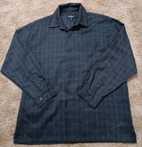 Steve Harvey Celebrity Edition Men's Size XL Shirt Dark Gray Blue Pin Stripe