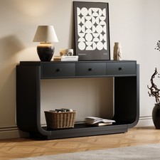 Classic-Style Console Table, 3 Storage Drawers, Display Shelf, Curved Legs