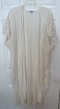 AE Boho Ivory Lace Kimono Duster Cardigan Women's OS Long Sheer Cover Up