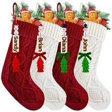 4 Pack Christmas Stockings - 18 inch Large Knit Stockings Personalized Xmas