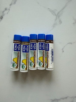 Set of 5 Kiss My Face Organic Lip Balms, Coconut Pineapple - DISCONTINUED HTF