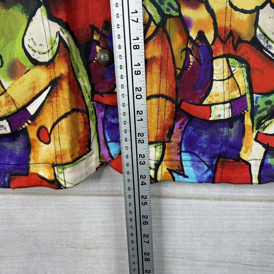 Chaqueta De Colección KAKTUS Picasso Para Mujer L Colorida Arte Para Usar Años 80 Algodón Elástico Foto 4 de 4