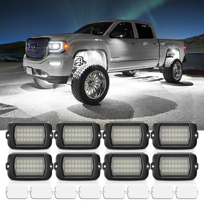 MICTUNING 8 Pods Q1 Max White LED Underglow Kit IP68 Waterproof for Car ATV UTVs