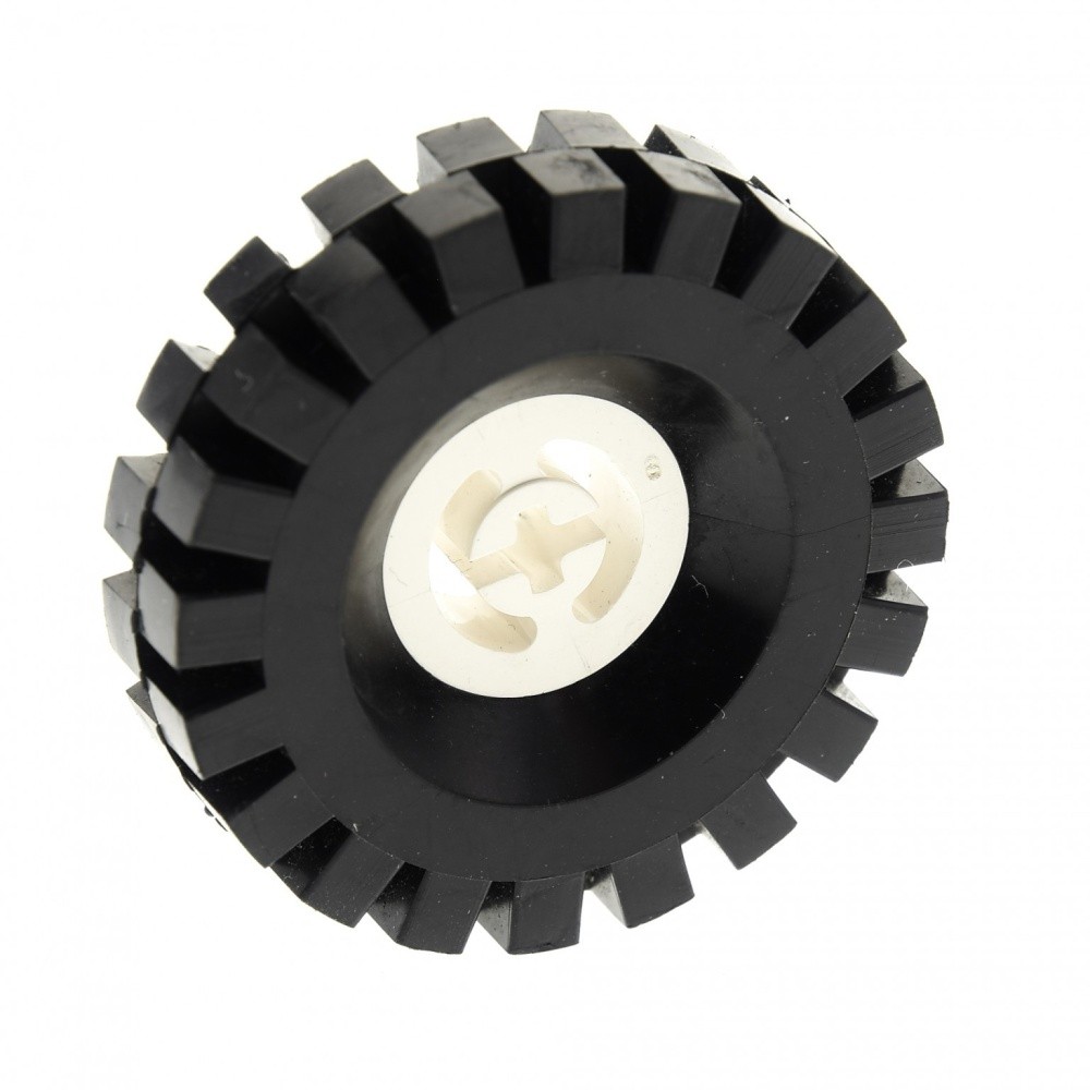 1x Lego Technic Wheel 17x43 Black Tire Rim White Complete 3634 3482c03