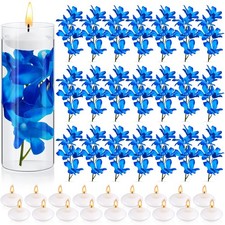 42 Pcs Blue Orchids Artificial Flower Vase Fillers for Floating Candles Weddi...