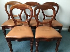 Beautiful Mahogany Table and Chairs Leather Upholstery