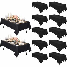 ZuGeo 12-Pack Black 60x102" Polyester Rectangle Tablecloth for 6ft Tables