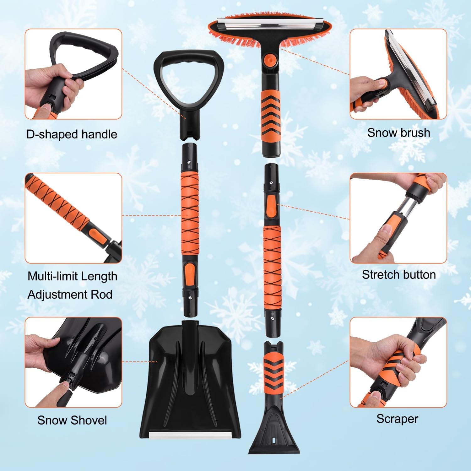 Car Snow Brush Shovel Kit, 42'' Extendable Ice Scrapers and Snow... 