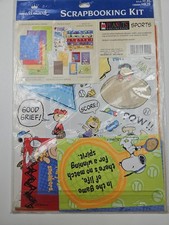 Hallmark Snoopy Peanuts Scrapbook Set Kit Sports Stickers Paper Vtg Scrapbooking