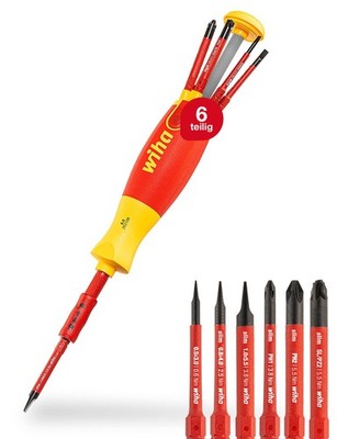 Wiha Schraubendreher mit Bit Magazin LiftUp electric Schlitz Schraubenzieher