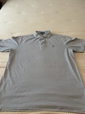 Peter Millar Crown Crafted Golf Polo Mens XL Blue Striped Performance Preppy