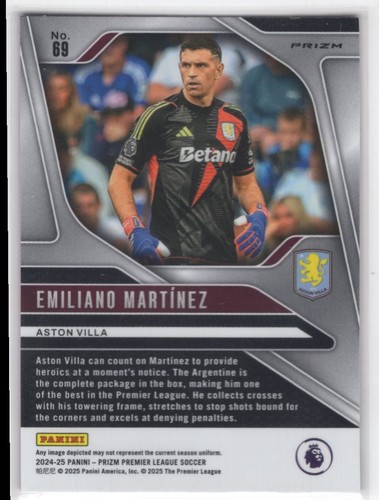 #69 2024 Prizm Premier League Red Mosaic Emiliano Martinez Aston Villa - Picture 2 of 2