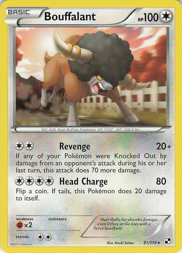 Bouffalant 91/114 Rare Black & White Pokemon Lightly Played