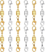 12PCS Magnetic Necklace Clasp and Closures with Double Lobster Clasp, 14K Gold 