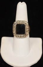 Sterling Silver Dark Square Stone Ring SZ 8.0 FMD625