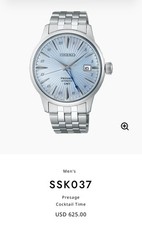 Seiko Presage SSK037 Cocktail Time GMT Light Blue Dial Auto 40.5mm Steel Watch