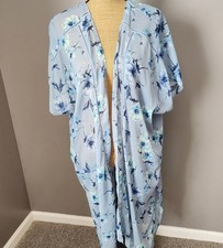 Band of Gypsies Floral Kimono Duster Cardigan Ladder Lace Trim Boho - Women XS/S