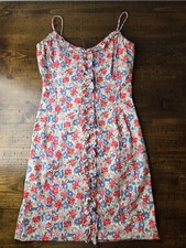 Vintage Ralph Lauren Floral Bodycon Dress Ruffled Detail Size 0