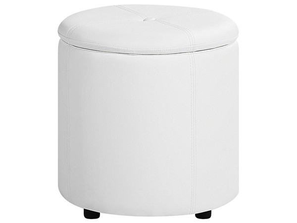 Eleganter Pouf Aus Kunstleder In Weiß Mit Praktischem Stauraum Maryland-image