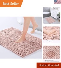 Bathroom Rug Mat Non Slip Chenille Soft Absorbent Fluffy Bath Mat 24x17