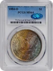 1884-O Morgan Silver Dollar PCGS MS-64 CAC Beautiful Rev. Colors & Frosty Obv.