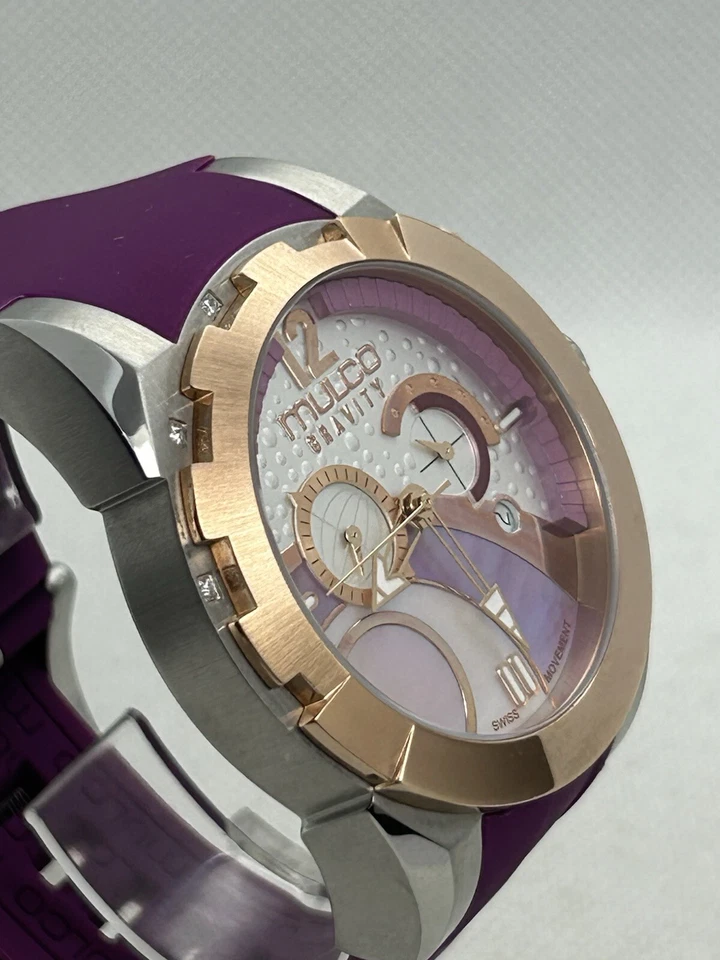 Reloj suizo Mulco Gravity para mujer púrpura cronógrafo dos tonos MW5-3799-523 46 mm Foto 3 de 4