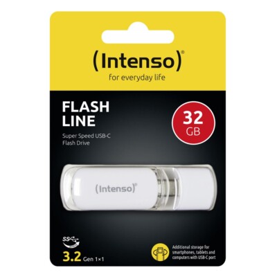 Intenso USB Stick 32GB Speicherstick Flash Line weiß Typ C USB 3.2