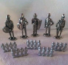 Knight Figurine 5 Piece Set Pewter with Extra Mini Set Of Knights Included