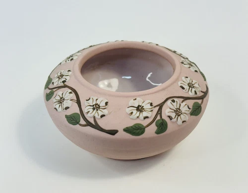 Vintage Pigeon Forge Tennessee Pottery Bowl Dogwood Pink Floral Vase Planter