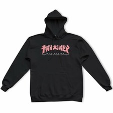 Thrasher Magazine GIRLS GODZILLA PULLOVER Skateboard Hoodie BLACK/PINK MEDIUM