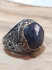 925 SILVER RING Sterling Star Quartz Solitaire Seal Man Ring