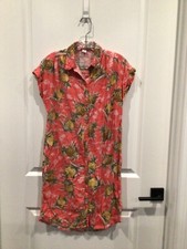 euc Old Navy women small peach white dress palm trees pineapples