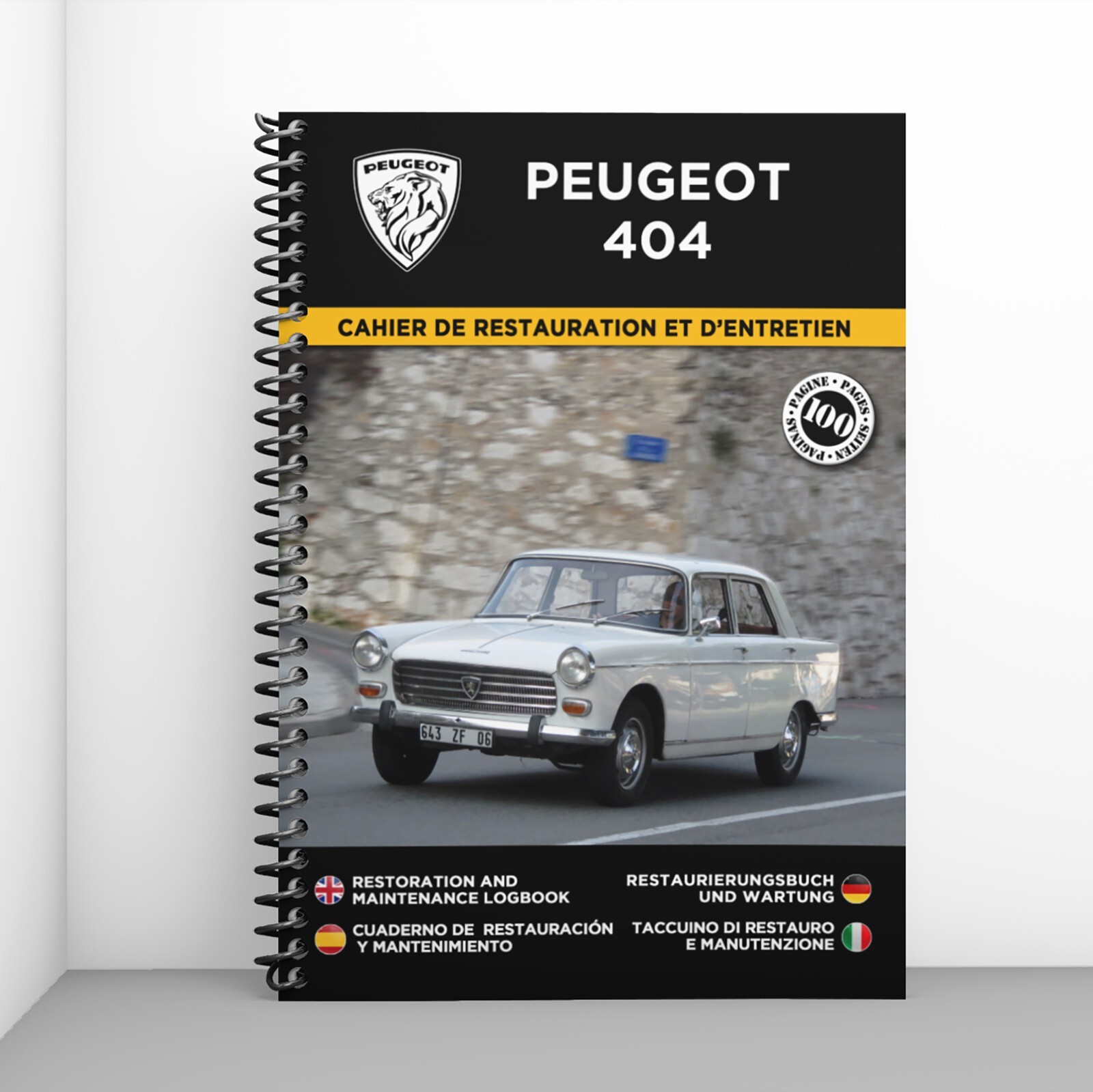 Peugeot 404 cahier de restauration papier pour le suivi de votre voiture ancienne au garage