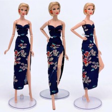 Schwarz Blumen Abend Party Kleid für 11,5" Puppe Outfits 1/6 BJD Puppenkleidung Spielzeug