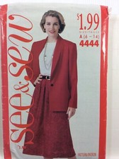 1989 See & Sew 4444 VTG Sewing Patterns WomenJacket Top Skirt Sz A 6 8 10 12 14