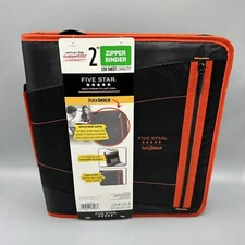 Mead Five Star DuraShield 2" Zipper Binder 530 Sheet Capacity Black/Red New